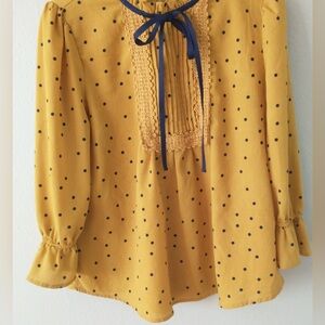 Polka Dot Blouse with Navy Accents